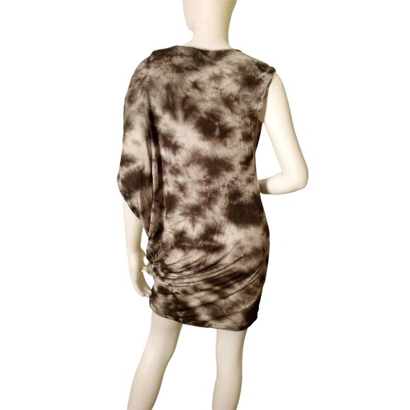 Med Young Fabulous Broke YFB Dress Mini Asymmetrical Y2K Tie-Dye Drape Luxury - Picture 4 of 10